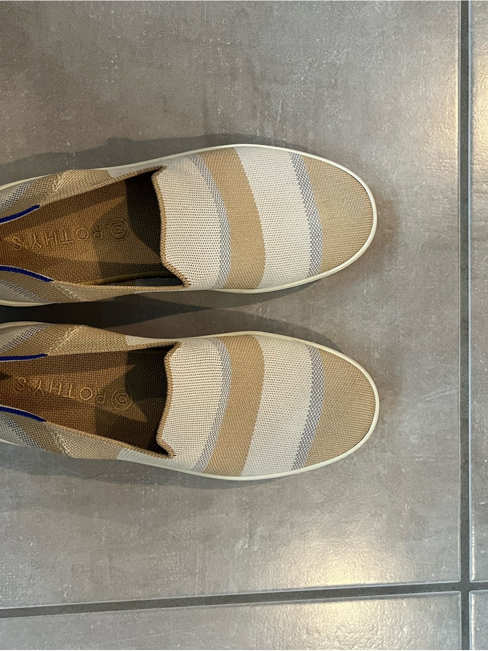Rothy's women’s Slip-On sneakers in birch stripe